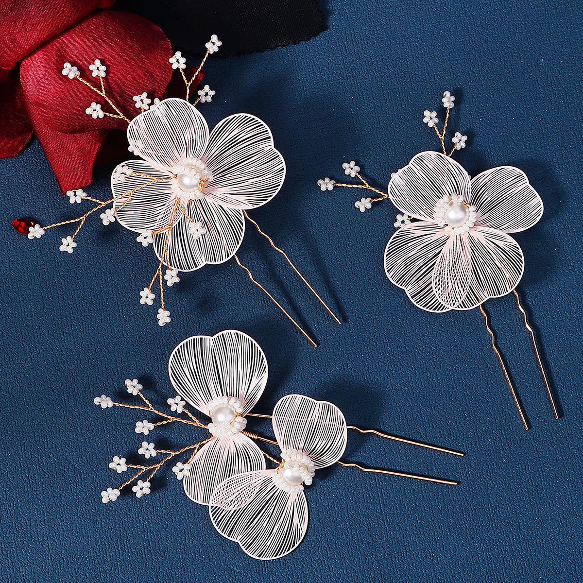 Fermaglio per capelli in ferro battuto a forma di petalo dorato, accessorio per costume da ballo, popolare in Europa e America, stile vintage foresta_voghion.com