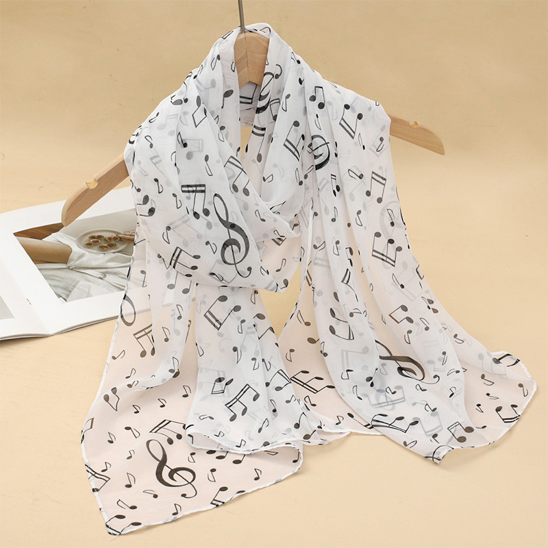 60g Weight Scarf Classification Daily Occasion Chiffon Material Color Block, Leopard, Notes Pattern All Seasons Season Women's Gender Elegant, Simple Style Style Women's Elegant Simple Style Color Block Leopard Notes Chiffon Scarf 15
