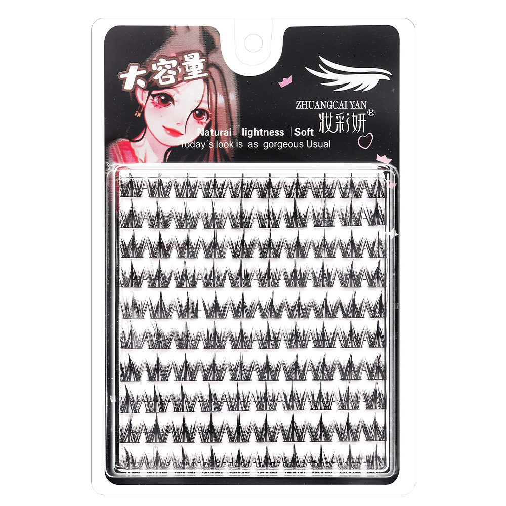 Perro pestañas postizas 10 filas gran capacidad Wangwang perro natural grueso solo racimo segmentación pestañas superiores delgada negro tallo al por mayor