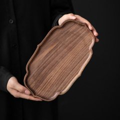 Walnut wood tray, thickened insulation dry firing tea cup plate, creative snack dining plate, new Chinese style tea ceremony accessories