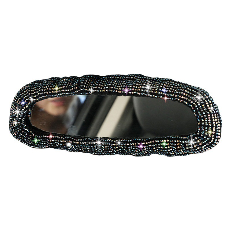 Suministro transfronterizo de diamantes de imitación completo diamante coche retrovisor espejo cubierta diamante-incrustado coche de moda interior espejo retrovisor cubierta interior