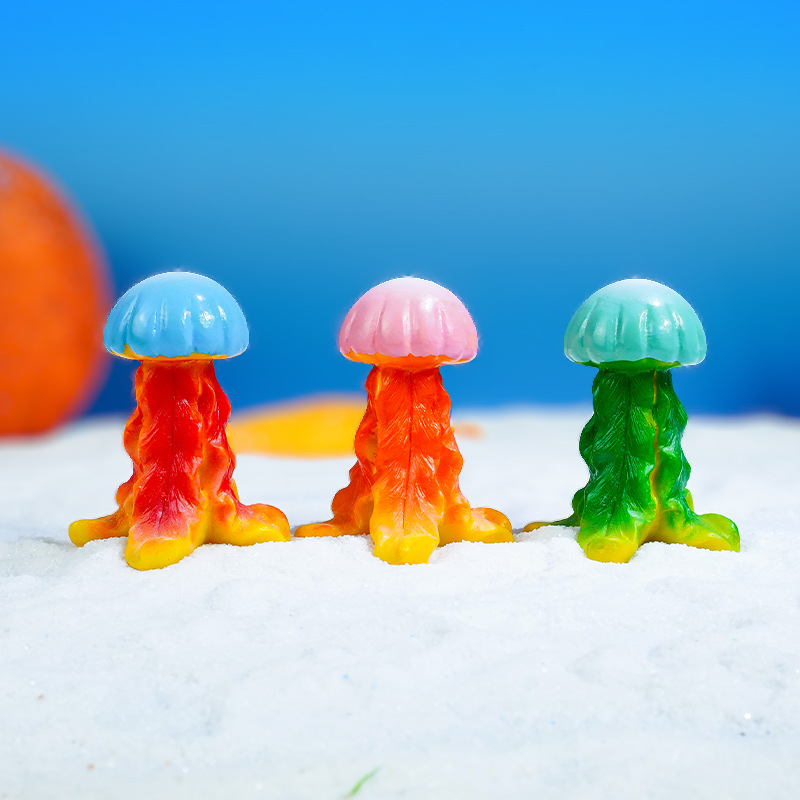 Simulación mundo submarino, vida marina, decoración de paisajismo, medusa, pez mariposa, muñeca, resina de coral, medusa