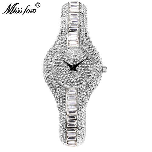 Alibaba.com Hot Selling Diamond Accented Stone Full Diamond Fashion Watches European High-End Women's Watches Factory Dropshipping