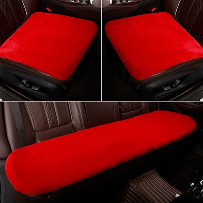 Wool pad — Seat Three-Piece Set Imitation Rabbit Plush - complete-car-three-piece-set-chinese-red
