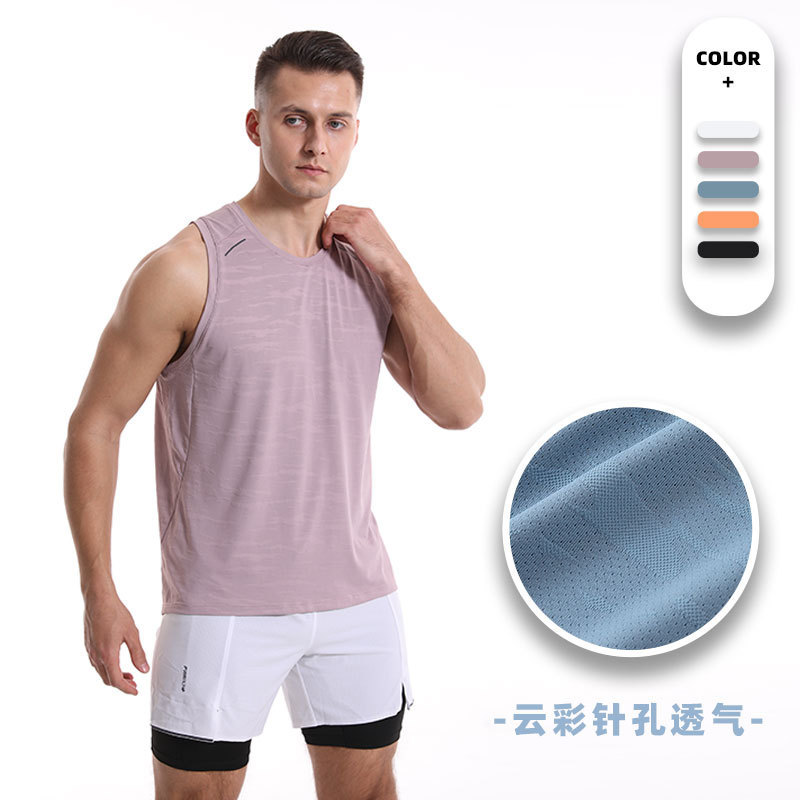 Fashion Dark Pattern Sports Vest Men's Mesh Basketball Top Fitness Training Clothes Running Quick-drying Sleeveless Loose Short-sleeve