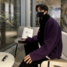 MYQ秋冬季加厚马海毛针织衫韩版潮流慵懒风毛衣男纯色宽松上衣