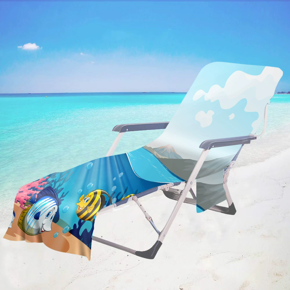Подводные животные пляжный стул крышка реклайнер полотенце пляжное полотенце 3D цифровая печать микрофибра банное полотенце карман