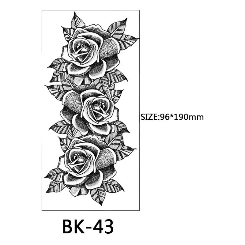 Cross-border dedicado Sketch flor tatuaje pegatinas boceto tatuaje pegatinas Rosa flor blanco y negro tatuaje de la flor