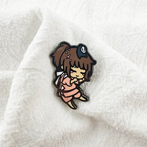 Q-version hot spring hotel staff enamel pin, anime badge, cute collectible accessory, fan gift