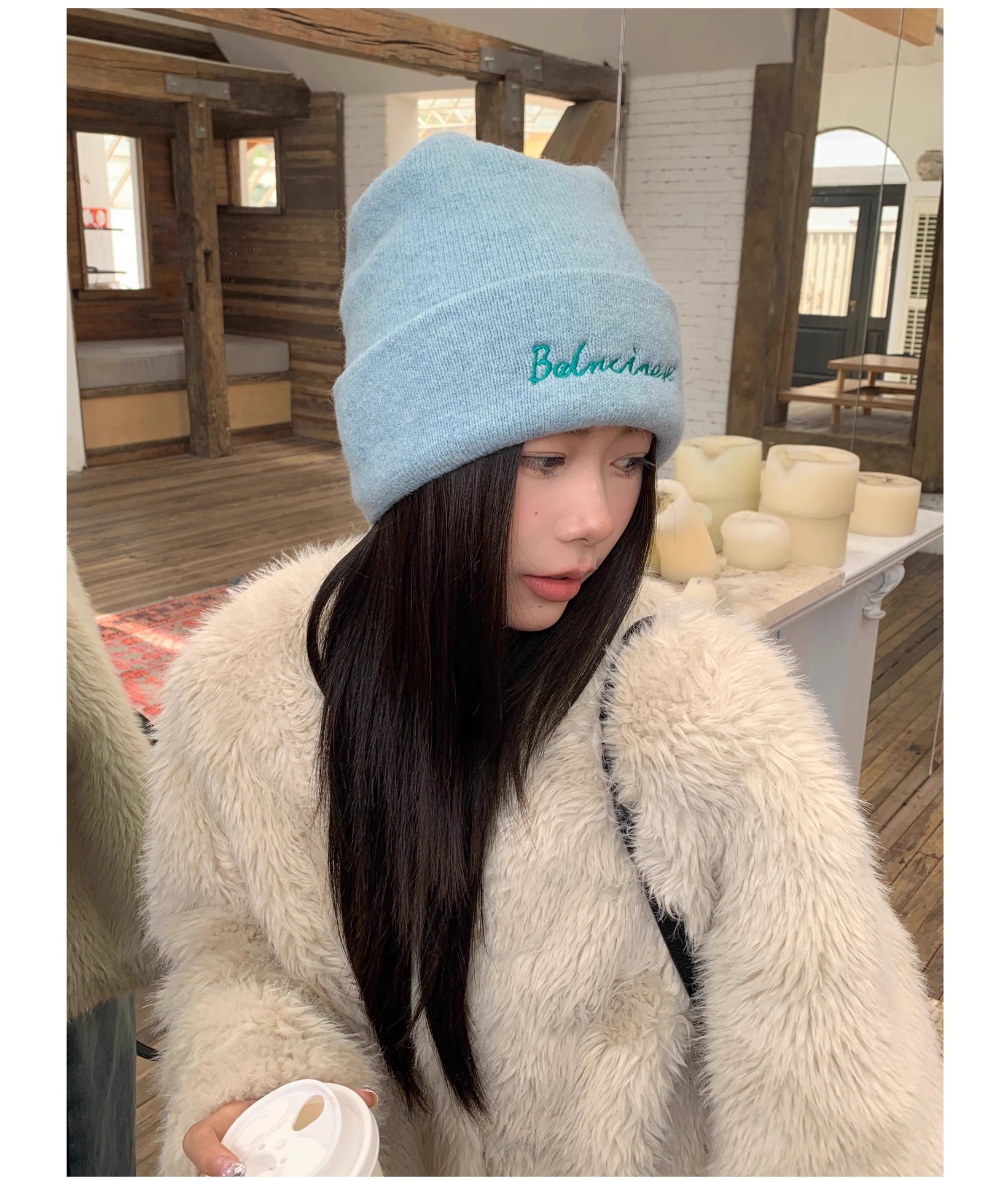 Embroidered Knitted Beanie Hat For Women Warm Wool Blend Winter Cap_voghion.com
