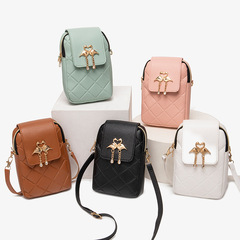Fashionable Pendant Small Square Bag Cover Phone Bag Commuter Crossbody Bag Checkered Embroidered Single Shoulder Bag Foreign Trade Cross-border Wholesale