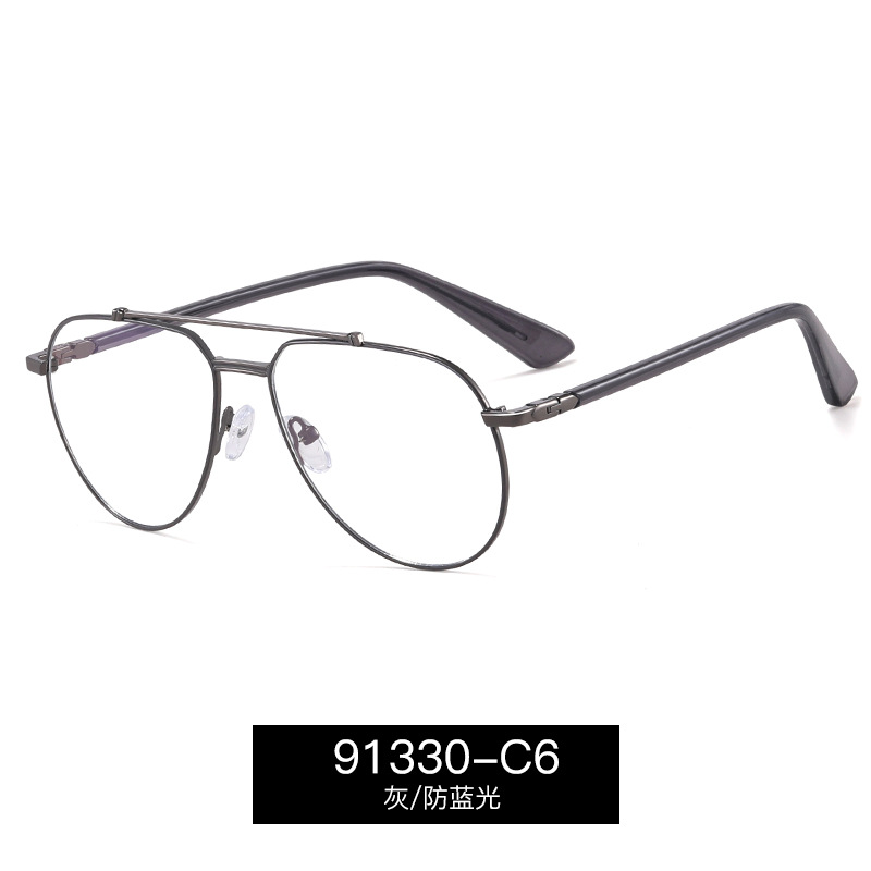 91330 personalidad de gafas delgadas y ligeras, gafas de metal, gafas anti-luz azul para hombres con tendencia de gafas de miopía