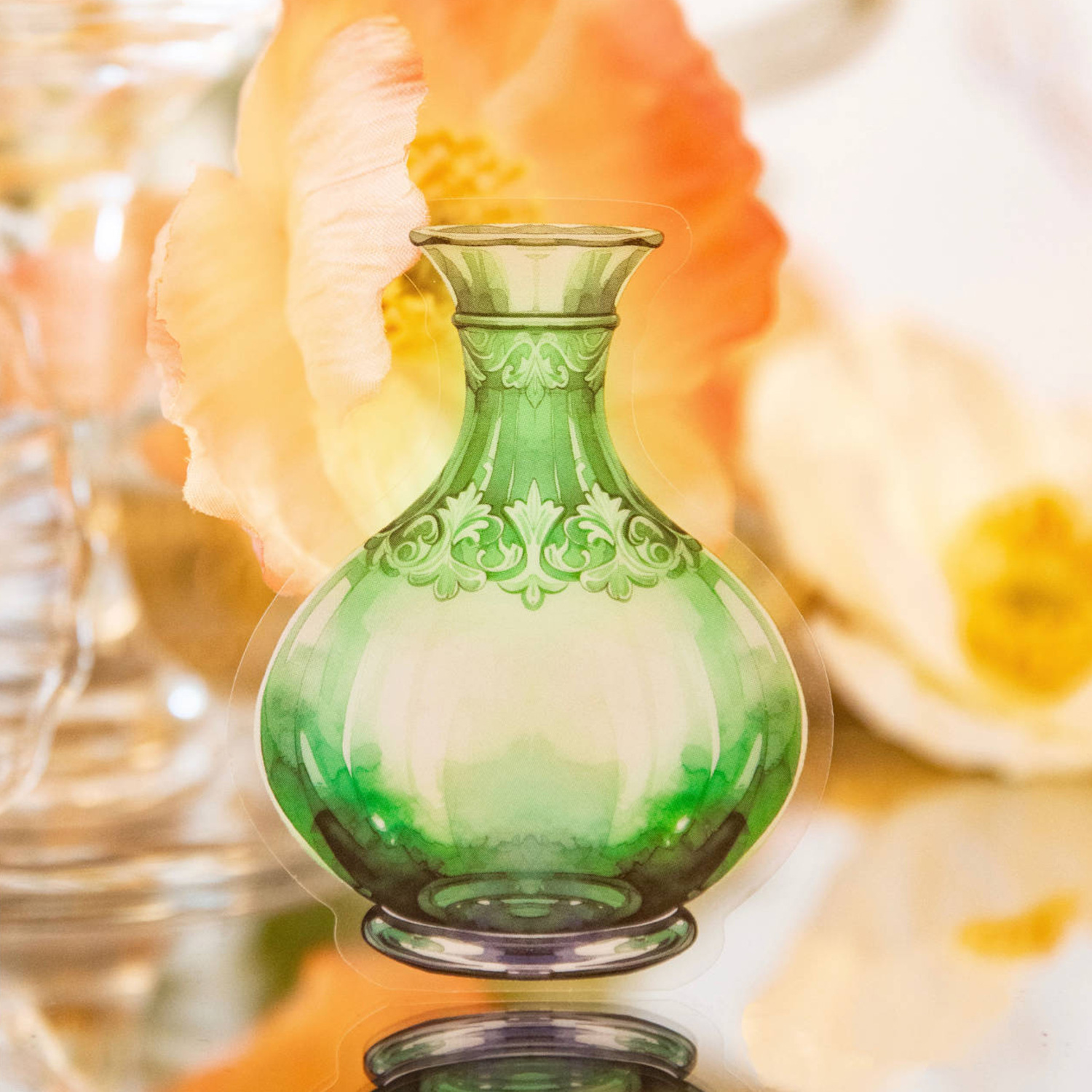 Un hermoso día PET pegatinas falta un jarrón serie botella creativa mano cuenta Collage pegatinas decorativas