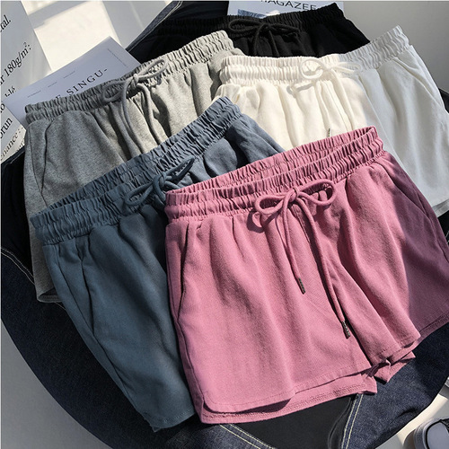 High waist elastic waist sports shorts for women loose casual outer wear 2024 summer new wide leg pants home pajama pants trend