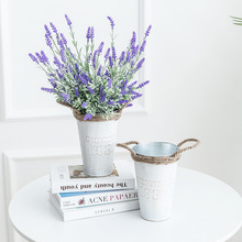 复古做旧简约花桶鲜花桶铁艺插花花器花店创意装饰铁桶干花花桶