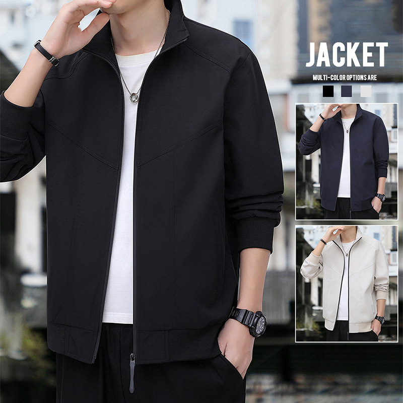 Chaqueta de otoño transfronteriza para hombres en otoño nuevo tipo delgado cuello vertical para vestir suelto y casual chaqueta de ropa de primavera y otoño image 3
