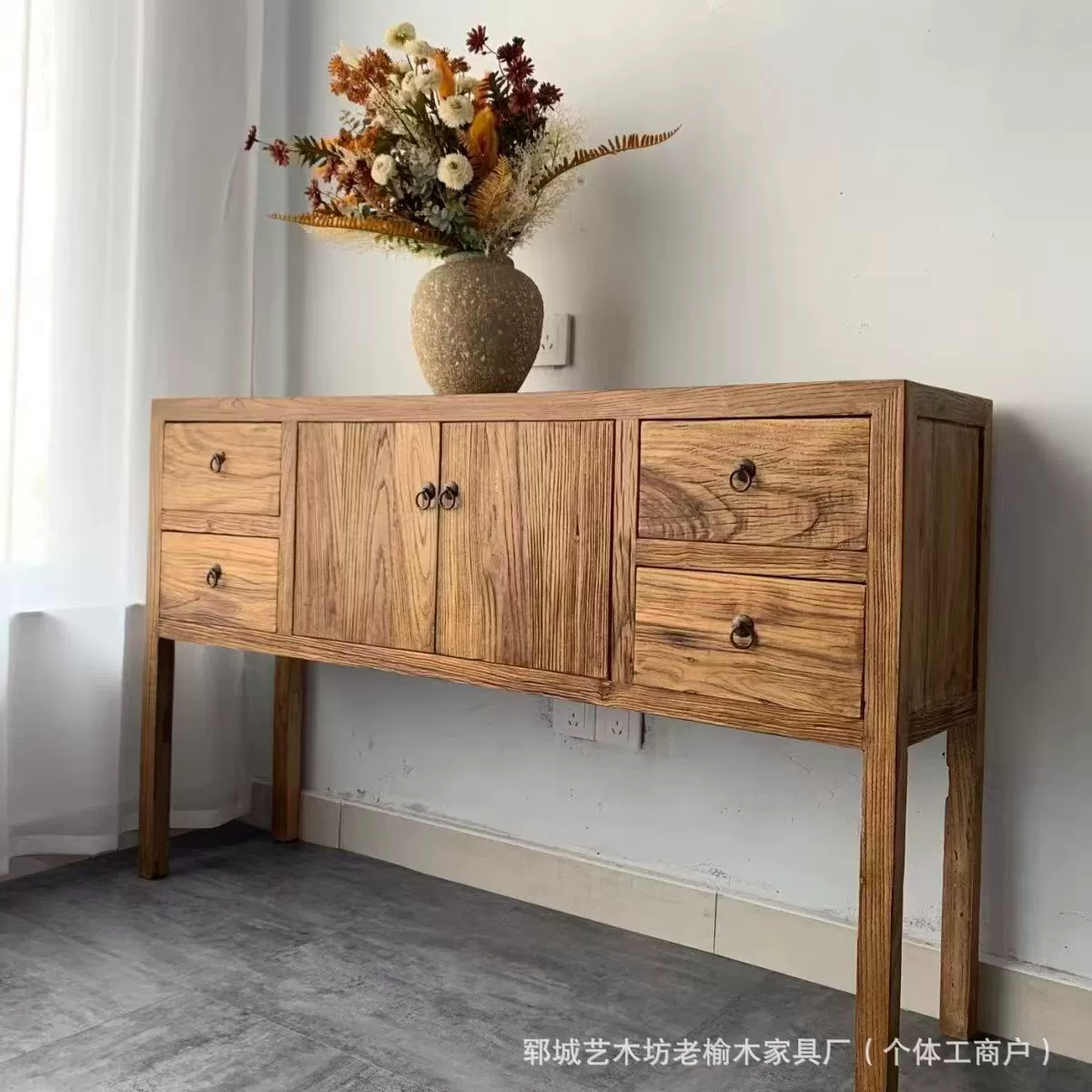 Новый китайский стиль старого вяза с двумя дверьми буфет для дома гостиная пол на стене буфет шкаф из массива дерева выветривания буфет