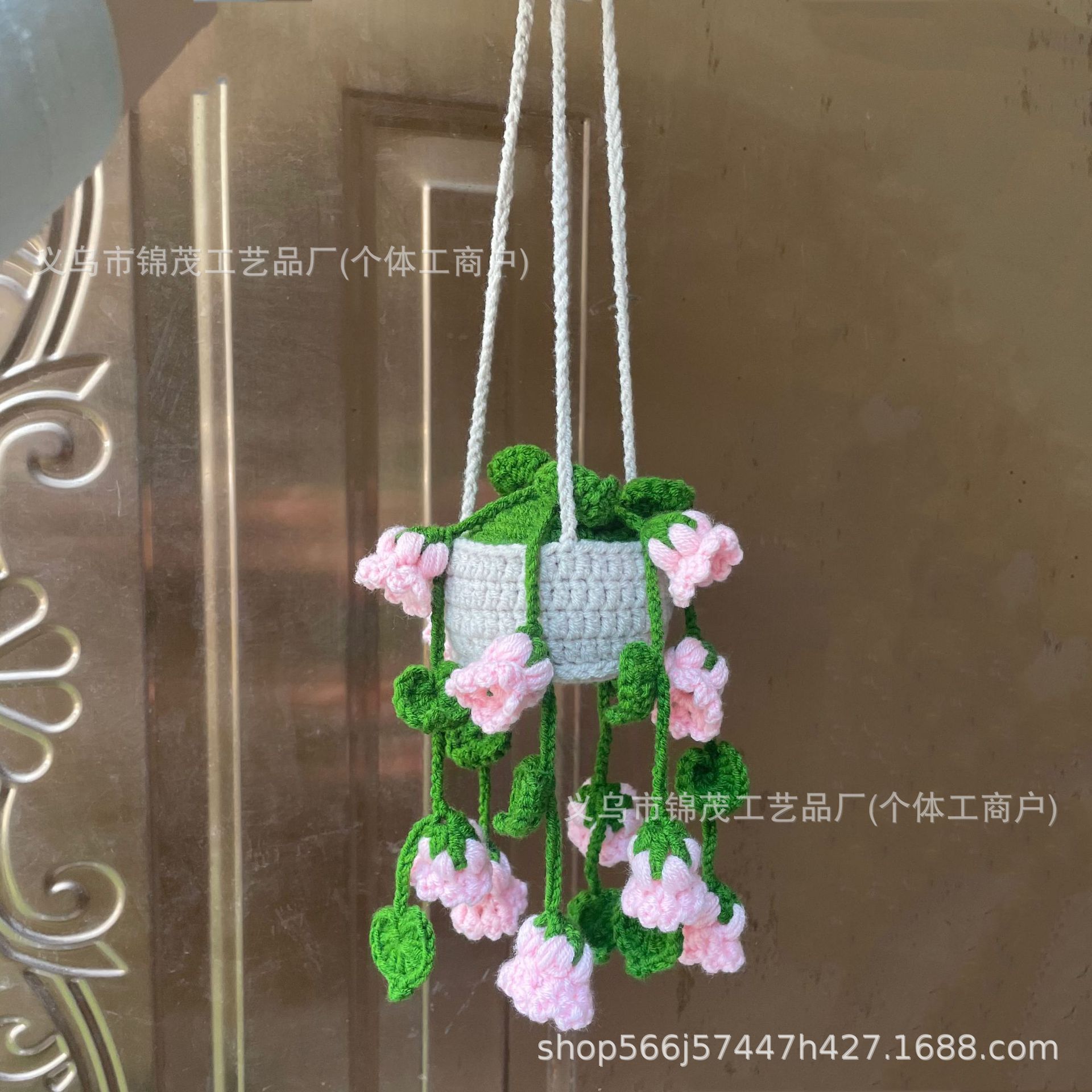 Rearview Mirror Pendant | Yà mǎ Car hanging - new-pink-lily-of-the-valley-flower-basket