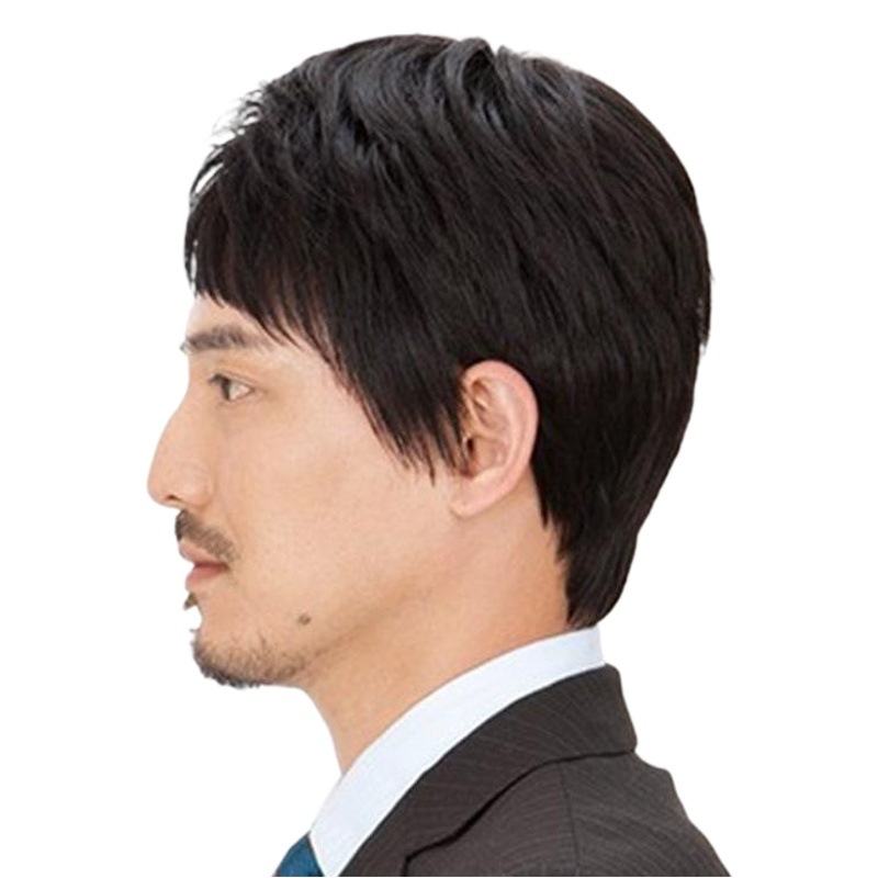 Peluca de los hombres europeos y americanos de comercio exterior moda guapo pelo corto recto textura esponjosa pelo corto de los hombres pelucas de fibra química de pelo corto Generación de cabello en el extranjero