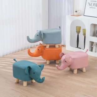 Animal Stool Technology Cloth Elephant Children Cartoon Small Stool Living Room Creative Solid Wood Shoe Changing Stool Small Low Stool