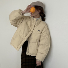 韩系甜美短款羽绒服女冬季2024新款宽松修身加厚小个子面包服外套