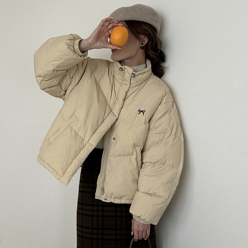 韩系甜美短款羽绒服女冬季2024新款宽松修身加厚小个子面包服外套