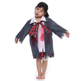 外贸新款万圣节儿童cos演出服节日表演服 万圣节校园女丧尸服装