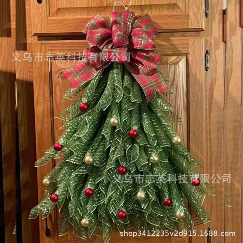2024国境を越えた新製品クリスマスツリー花輪クリスマスツリーWreath前ドア配置装飾ドア掛け|undefined