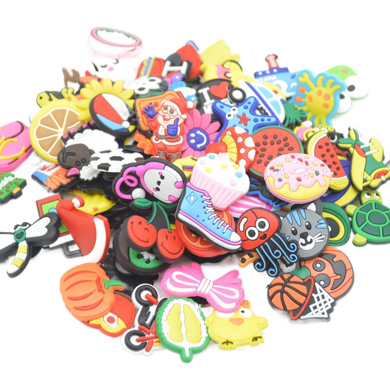 Hebillas para zapatos, accesorios Crocs, flores para zapatos, accesorios de bricolaje con pegamento suave de PVC, nuevas hebillas decorativas de dibujos animados, hebillas para zapatos Crocs, flores para zapatos