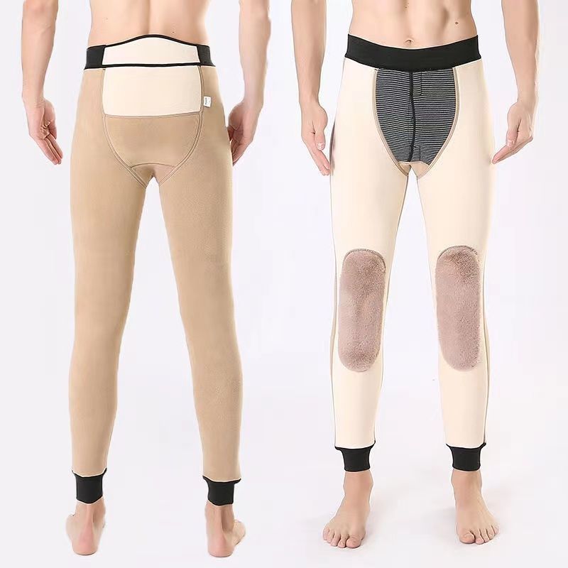 [통관] 겨울 새 면 바지 남자 기모 따뜻한 높은 허리 무릎 바지 남자 캐시미어 바지 두꺼운
