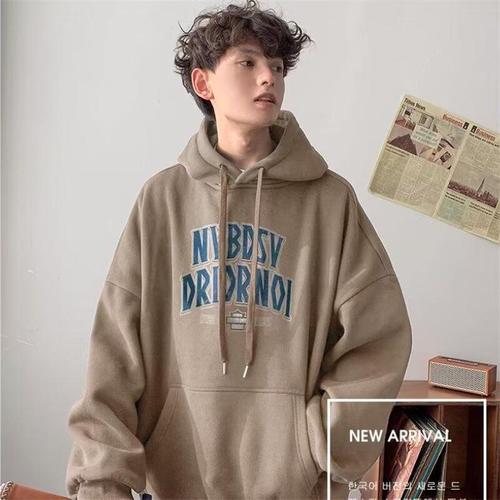 Heavyweight Fleece Hooded Sweatshirt for Men - Spring/Autumn Style, American Loose Fit Men's Trend Brand Outerwear