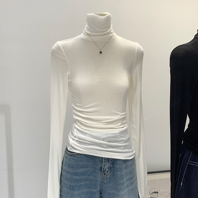 欧州在庫 テンセルウール 肌に優しい ソフトで滑らかな ハイネック スリムフィット インナー レディース 秋 2025年新作 Tシャツ