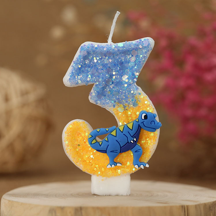 Vela de cumpleaños de niño Decoración de Pastel vela digital forma de dinosaurio anime artesanía vela para comercio electrónico transfronterizo
