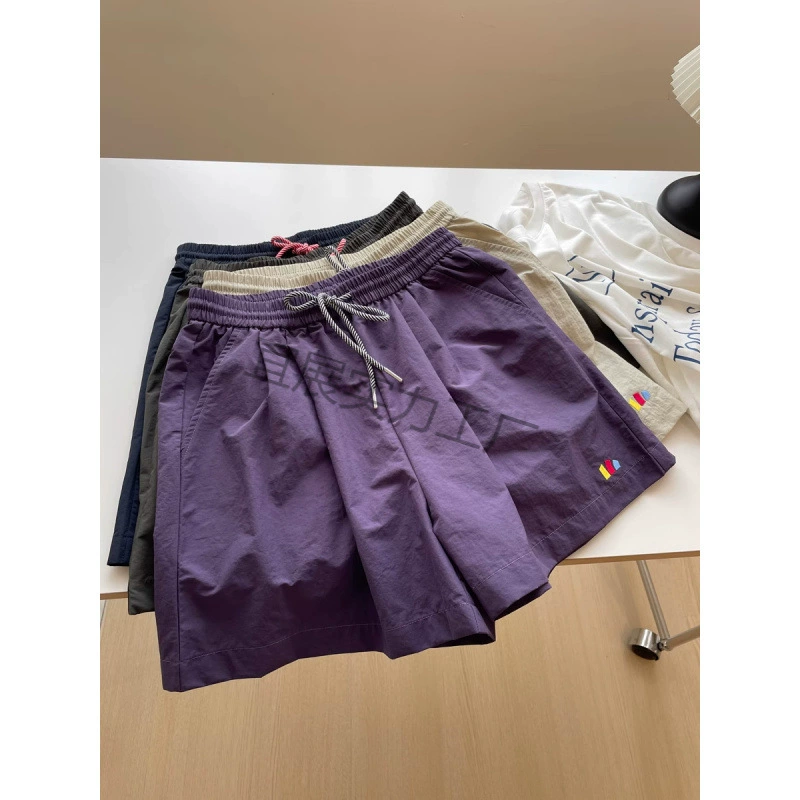 Летние шорты 2025 для женщин, эластичные, с высокой талией, в японском стиле, ретро, повседневные, расклешенные, модные широкие брюки