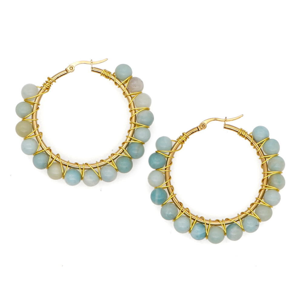 simple exaggerated ethnic gem large hoop earringspicture16