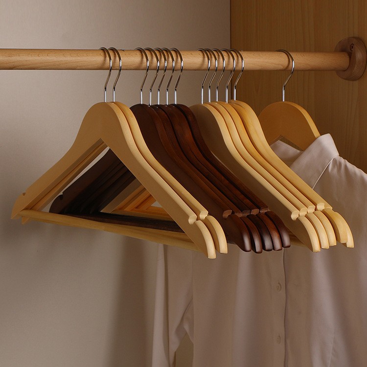 Clothes Hanger Hotel Special Wooden Clothes Hanger Non-Slip Traceless Hotel Room Suit Wooden B&B Home Solid Wood Clothes Hanger