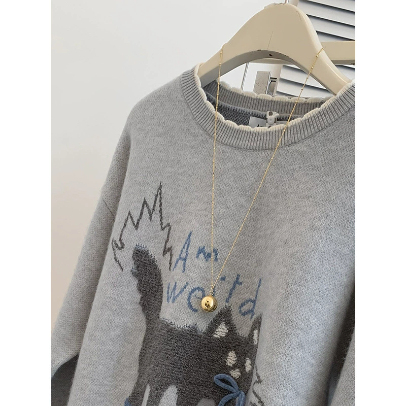 Demi-season knitted sweater, increased thickness