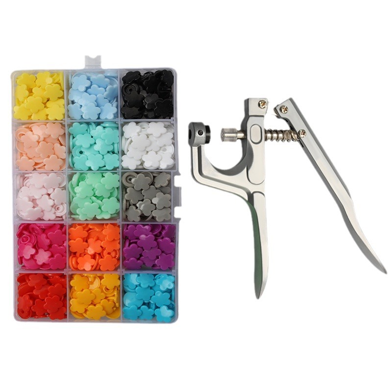 Amazon T5 cuatro-articulación hebilla amor resina estrella de cinco puntas Botón de plástico herramienta de instalación de prensa de mano alicates traje