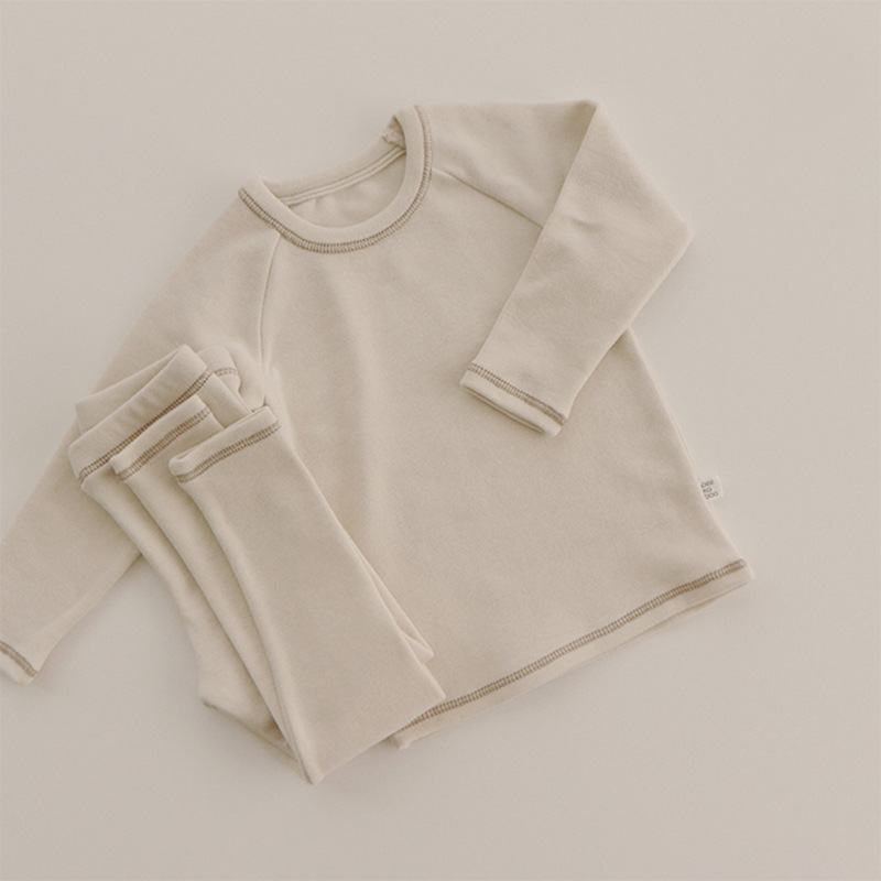 Ropa para niños de estilo nórdico ropa interior de lana térmica de invierno traje de ropa para el hogar de los niños pijamas de color sólido de bebé ropa para niños de comercio exterior Nuevo