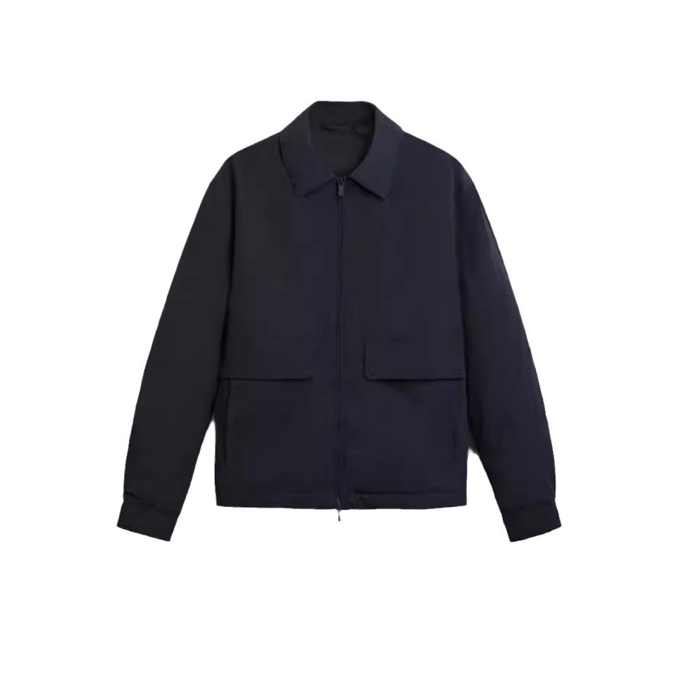 2024 Spring and Autumn New Men's with Collar Solid Color Large Pocket Jacket_voghion.com