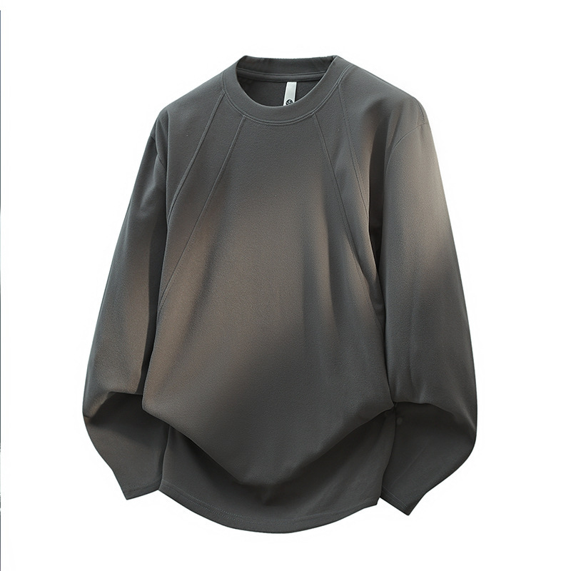 25 Autumn and Winter Special Price 280g Heavy Version German Velvet Design Sweatshirt Bottoming Shirt Spliced ​​Long-Sleeved Sweatshirt Cross-Border