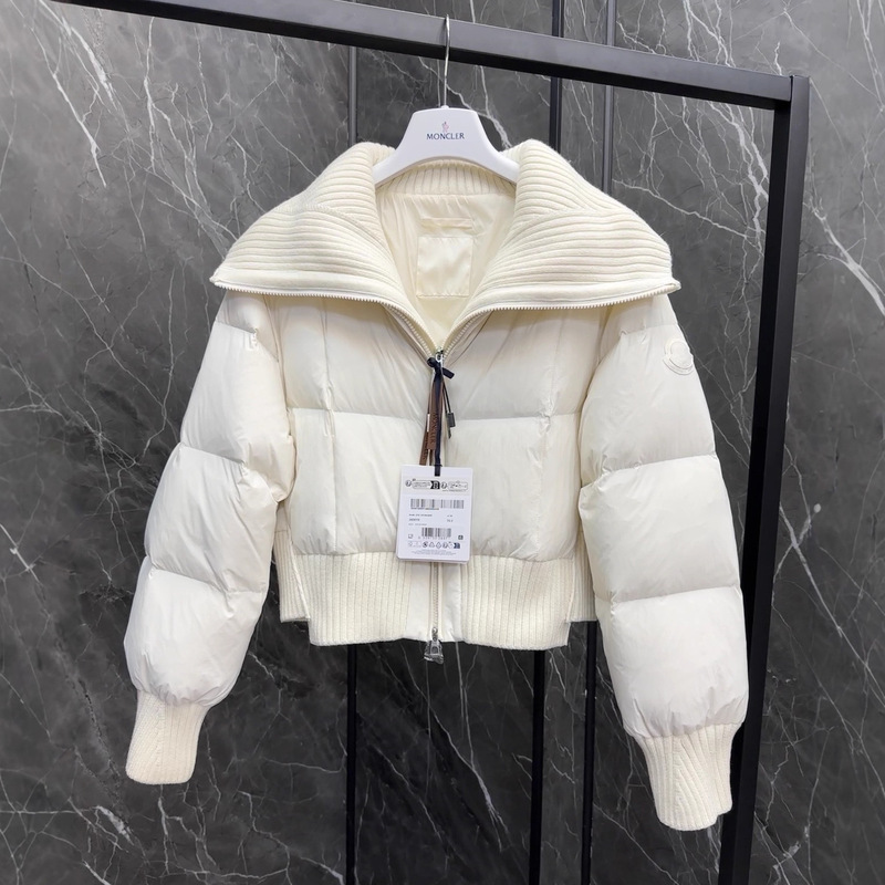 Pure Original Mengjia High Version New Knitted Splicing Fake Two-Piece Short down Jacket Jadeite Bread Jacket