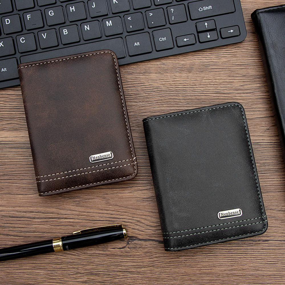 Cross-Border Fashion Vertical Style Foreign Trade Dollar Wallet with Multiple Card Slots, Card Holder, Dollar Wallet, Men's Ultra-Thin Small Leather Wallet