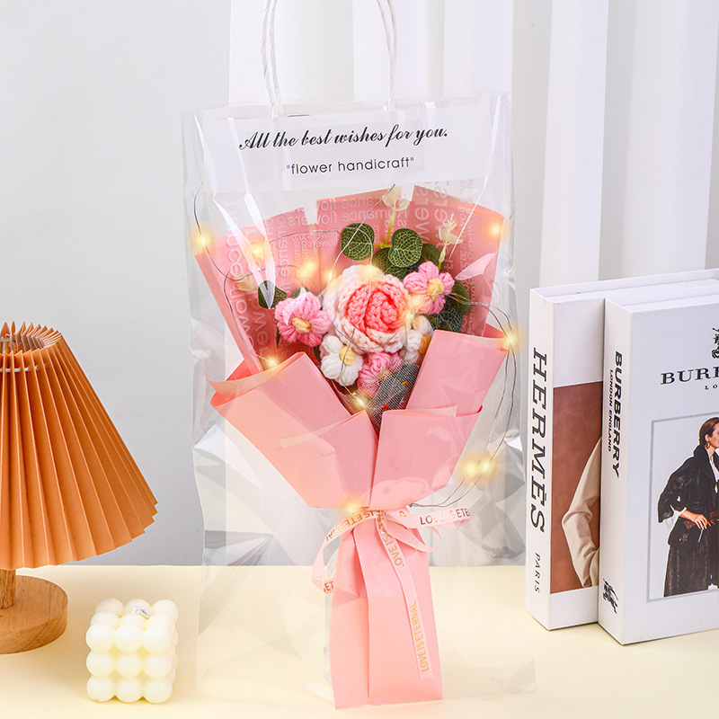 520 día de San Valentín confección de flores de lana tejida a mano buquet productos terminados para esposa novia regalo del día del maestro