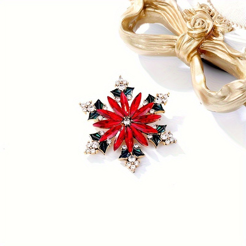 Exquisite Alloy Rhinestone Snowflake Christmas Brooch For Women_voghion.com