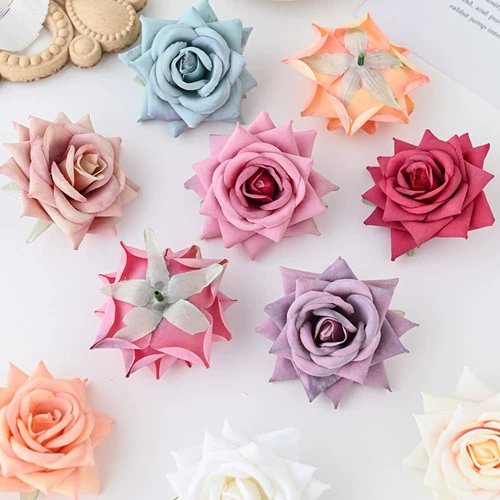 Имитация цветка Имитация Velvete Rose 8 см Цветок DIY Грудь Цветок Украшение ручной работы Фэнтези Цветок Свадебная Роза Головка