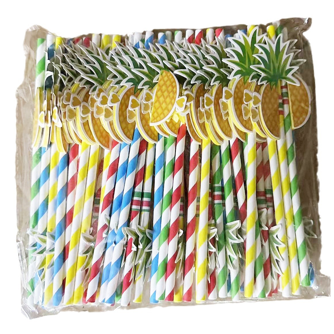 Fábrica al por mayor creativo tridimensional panal de fruta modelado paja decoración paja de papel desechable