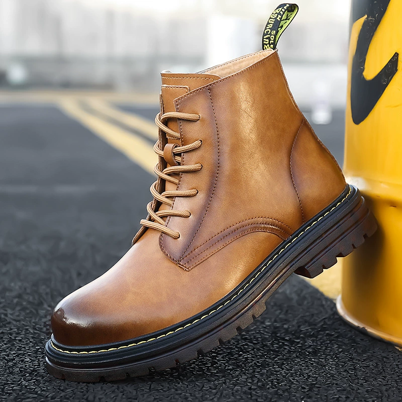 Модные ботинки Martin с толстой подошной подошвы мужские осенние высокие ботинки плюс бархатные теплые ботинки с мягким подошвом