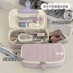 クリームフフケーキ鉛筆バッグ和風インスタイル大容量高価値多機能文具バッグ学生文具箱