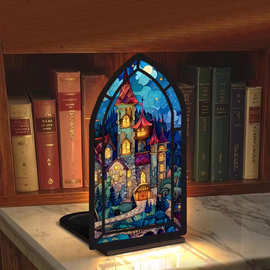 亚马逊Book Nook木质书立书架装饰摆件奇幻色彩书角饰品木质装饰